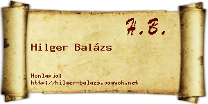 Hilger Balázs névjegykártya